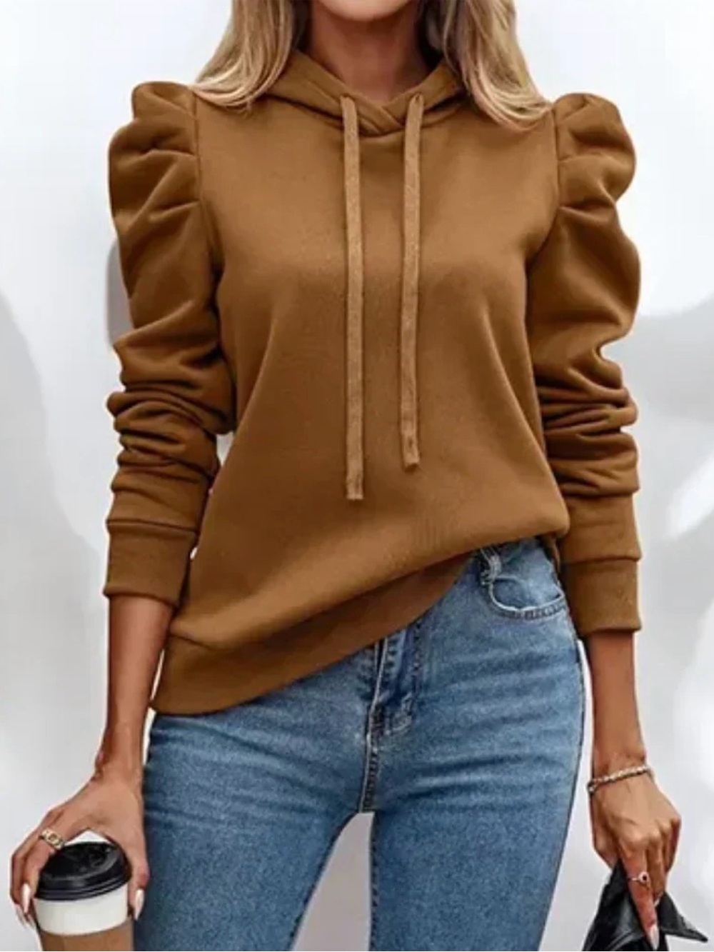 Rebecca Minkoff small Janine hoodie - Puff-Sleeve Hoodie in Brown